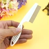 Wholesale white plastic-handled pet combs, dog flea combs, cat flea removal combs and close-toothed combs in stock Specification image